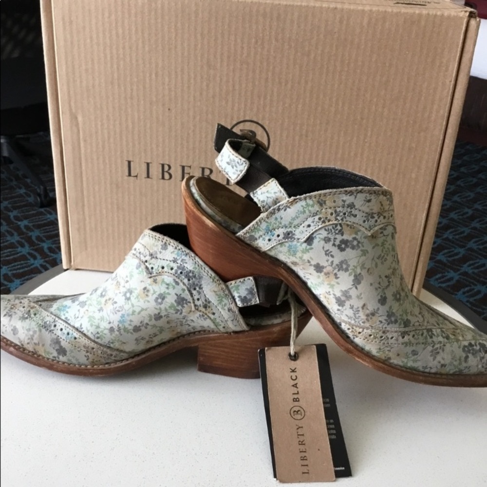 Liberty black leather western sz10 nib boot clog mule